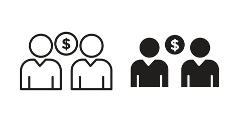 Fototapete - Joint account icon Black and White Vector Graphic.