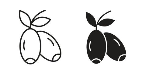 Fototapete - Jujube icon Black and White Vector Graphic