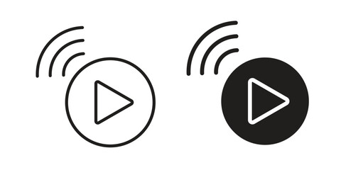 Fototapete - Livestream icon Black and White Vector Graphic