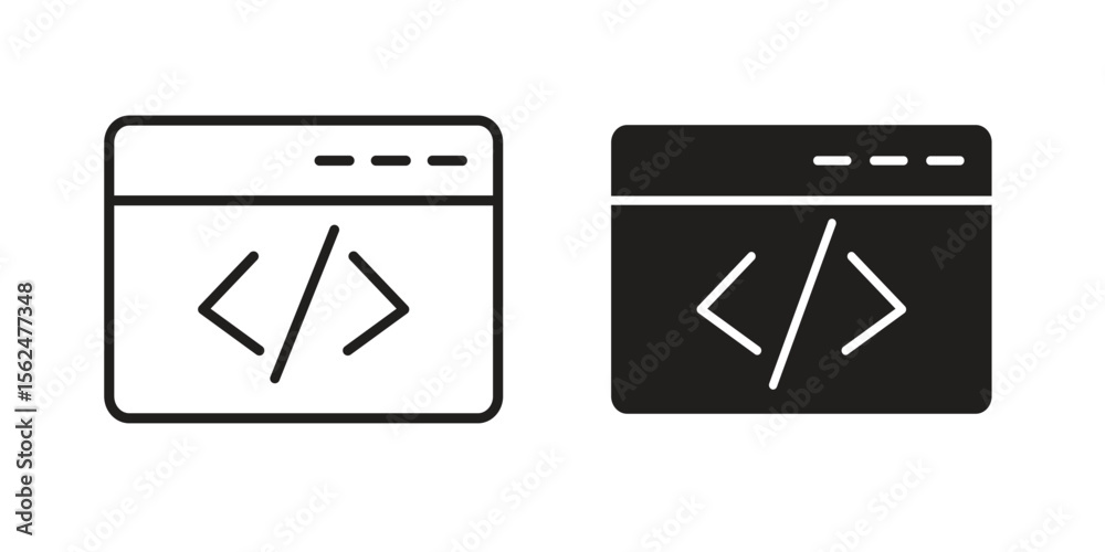 Web Code icon Black and White Vector Graphic Stock Vector | Adobe Stock
