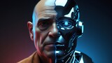 Concept Art of a Half-Cybernetic, Half-Human Portrait
