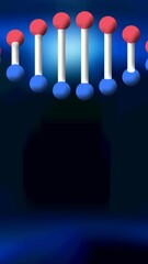 Poster - Animation of dna strand spinning on blue background