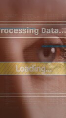 Poster - Animation of digital screen with data processing over eye of caucasian woman
