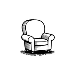 Fototapete - Minimalistic armchair design with detailed texture on transparent background