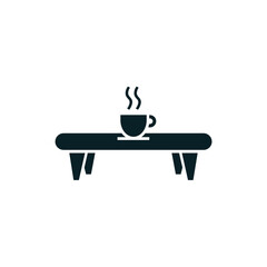 Fototapete - Minimalistic coffee table design with steaming cup on transparent background