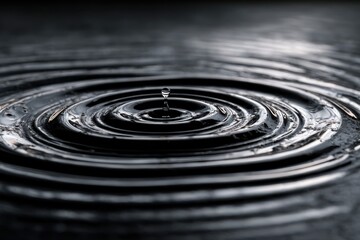 Poster - Ripples expanding gracefully from a central drop in serene water surface at twilight