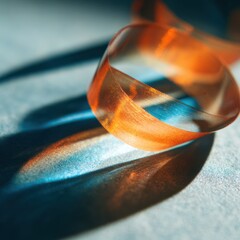 Poster - Unique interplay of light and shadow on clear tape resting on colorful wrapping paper