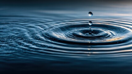 Poster - Mesmerizing drop creates ripples on still water surface, capturing the beauty of nature's fleeting moments