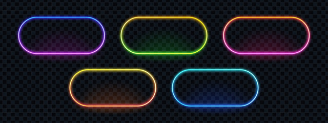 Aufkleber - Multiple colorful neon light frames. Luminous borders design element for sign, advertising, or abstract graphic decoration.