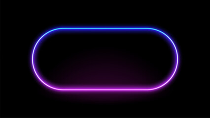 Aufkleber - Neon frame glowing with blue and purple light on a black background, representing a futuristic display or sign.
