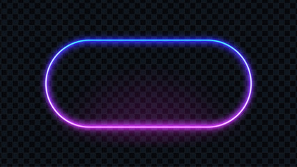 Aufkleber - Neon frame glowing with a linear and futuristic design. Rounded rectangle with blue and purple light on transparent background for ad banner.