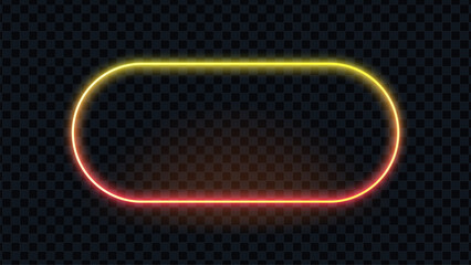 Poster - Glowing neon frame vector template. Rounded rectangle shape. Abstract bright light for decoration design or sign board border.
