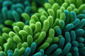 Poster - Exploring the intricate textures of microfiber towel loops in a mesmerizing green and teal color blend