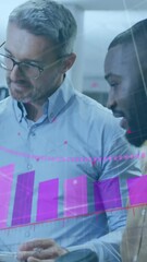 Poster - Animation of data processing over diverse business people in office