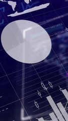 Poster - Animation of infographic interface over globe and map against blue background
