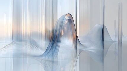 Poster - An abstract and ethereal representation of flowing lines and colors, creating a soothing visual atmosphere that evokes a sense of calm and tranquility in a dreamy landscape.