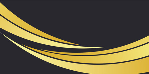 Poster - Abstract curve shape black and gold lines luxury background