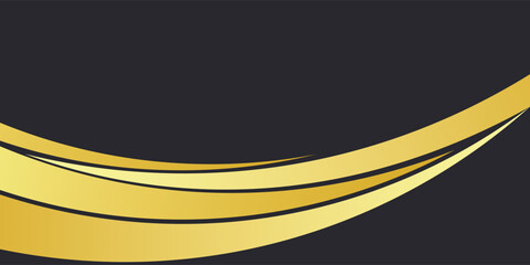 Poster - Abstract curve shape black and gold lines luxury background