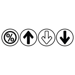Aufkleber - Percent Change Icons – Up and Down Arrows in Flat and Line Style Vector Set.AI/EPS/PNG