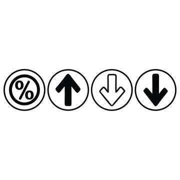 Percent Change Icons – Up and Down Arrows in Flat and Line Style Vector Set.AI/EPS/PNG
