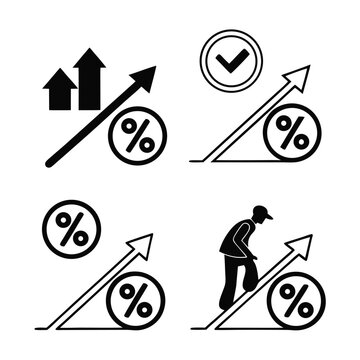 Percent Change Icons – Up and Down Arrows in Flat and Line Style Vector Set.AI/EPS/PNG