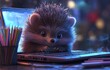 © Iryna - Picture of a hedgehog working on a computer with a cute expression