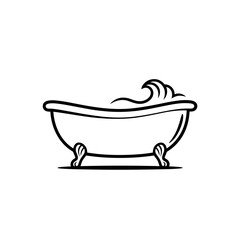Fototapete - Minimalistic bathtub design with waves on transparent background