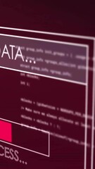 Poster - Processing data and recovering database, digital interface animation over red background