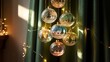 © PixelVault - Festive glass ornaments with winter scenes christmas ornaments