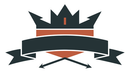 Poster - Abstract emblem with crown and ribbon on transparent background for branding designs