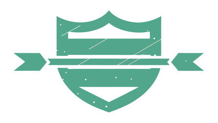 Poster - Abstract green shield emblem with ribbon design suitable for various branding concepts