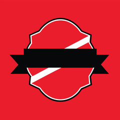 Poster - Abstract red and black badge design with ribbon element for brand promotion