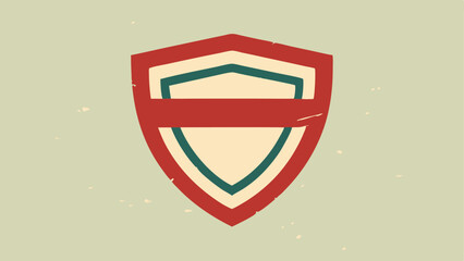 Poster - Abstract shield emblem with retro color scheme on a transparent background