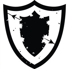 Poster - Abstract shield with arrows grunge style design symbol of protection or security
