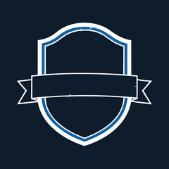 Poster - Blank emblem design with blue and white accents on a dark navy blue background