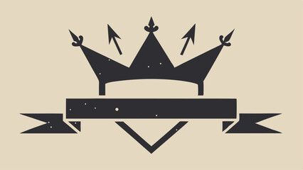 Poster - Decorative crown and ribbon design with arrows perfect for vintage branding concepts