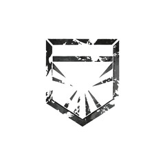 Poster - Distressed geometric badge design grunge effect monochrome emblem on white background