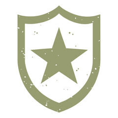 Poster - Distressed shield with star emblem in olive green for military or patriotic designs