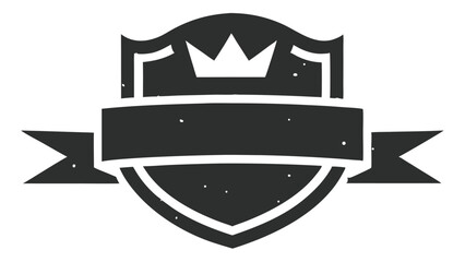 Poster - Elegant crest emblem with crown and ribbon elements on a transparent background
