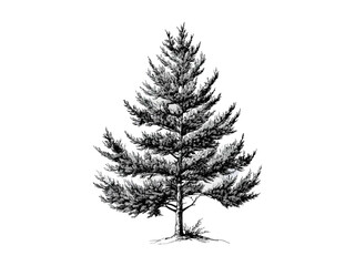 Vintage hand-drawn botanical art, Western Red Cedar engraving, cedar branches, evergreen tree, retro woodland sketch, eco-friendly nature print, old engraving style, rustic wall decor