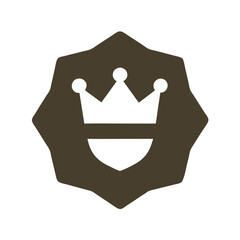 Poster - Elegant emblem featuring a crown and shield in a minimalist and monochromatic style