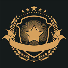 Poster - Elegant gold emblem of excellence featuring stars laurel wreaths and banner
