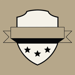 Poster - Elegant shield badge design with ribbons and star embellishments on a neutral background