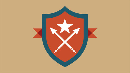 Poster - Elegant shield emblem with arrows and star symbol suitable for various design applications