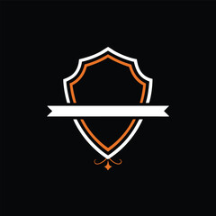 Poster - Elegant shield emblem with ribbon design against a solid black background
