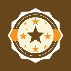 Poster - Elegant star badge design in earthy tones with retro and vintage aesthetic