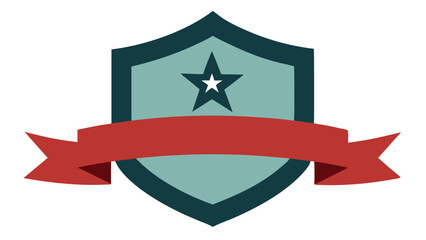 Poster - Emblem shield design with star and ribbon suitable for awards or recognition concepts