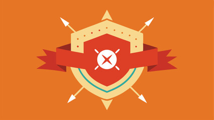 Poster - Flat design shield emblem with arrows ribbon for branding or logo purposes