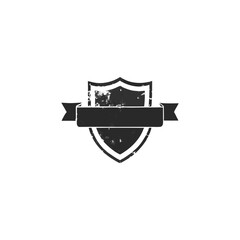 Poster - Grunge shield logo design with banner element suitable for branding purposes and applications