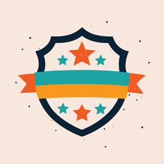 Poster - Modern decorative emblem with stars and a ribbon for awards and recognition